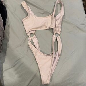 White peak a boo one piece
